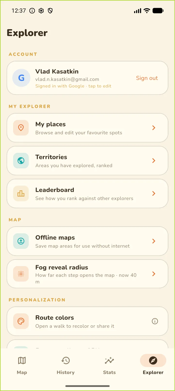 Explorer profile