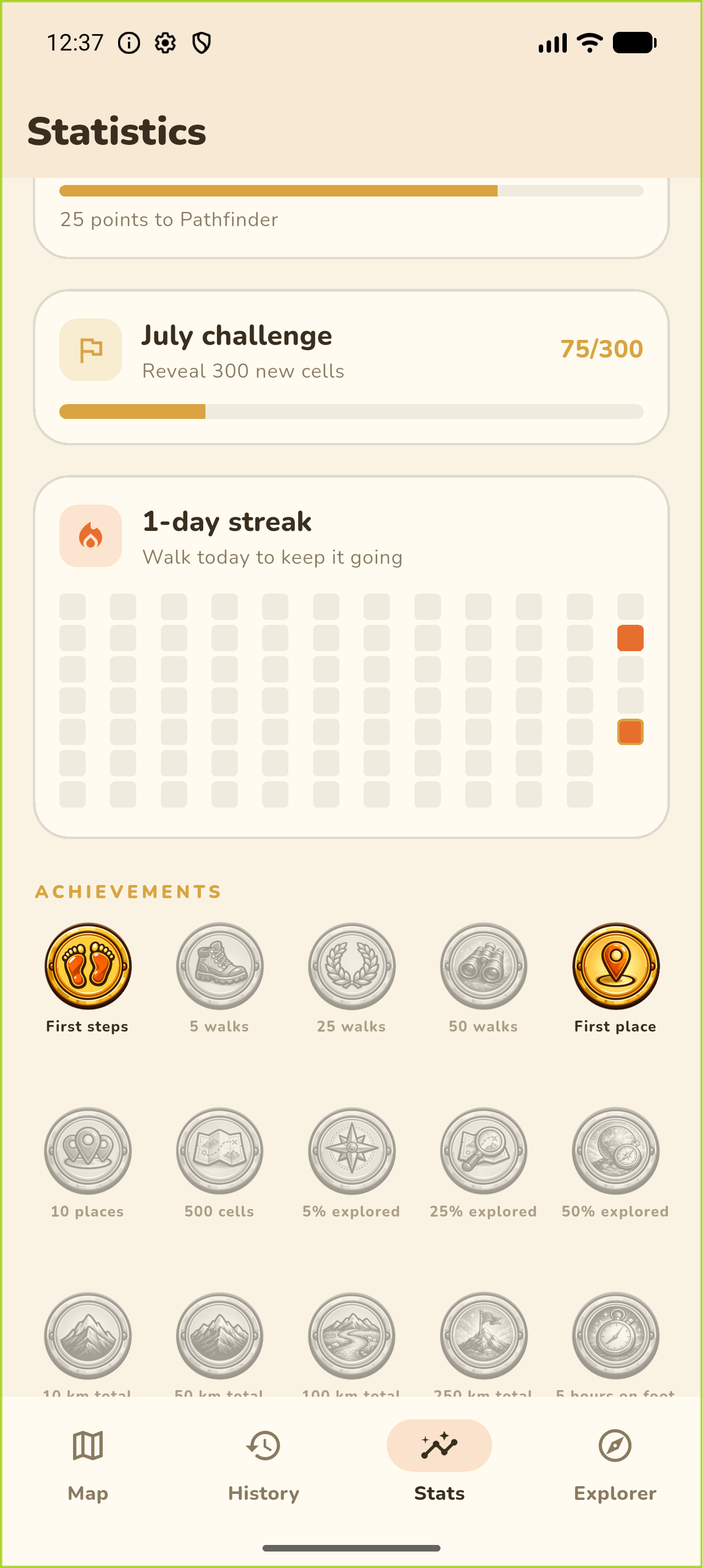 Statistics and achievements